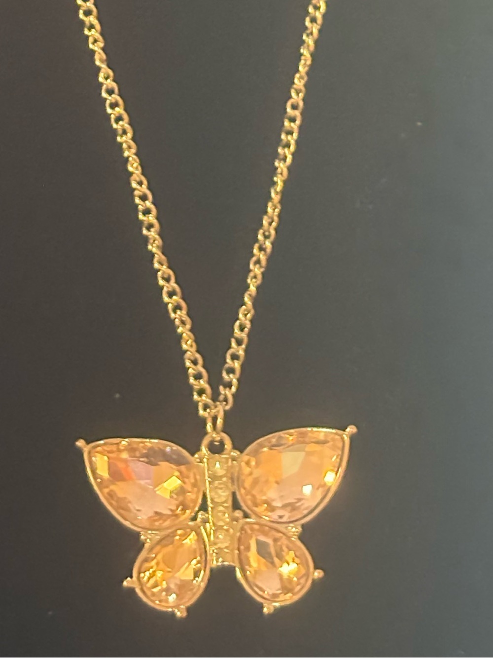 Silvertone pink butterfly Pendant Necklace - Women Jewelry - Picture 2 of 2